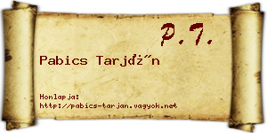 Pabics Tarján névjegykártya